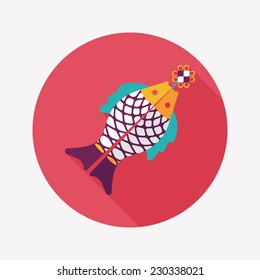 Chinese New Year flat icon with long shadow,eps, Chinese fish lucky pendant means "May you always get more than you wish for." 