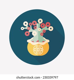 Chinese New Year flat icon with long shadow,eps10, Chinese decoration, Chinese words mean wish you can be wealthy and prosperity.