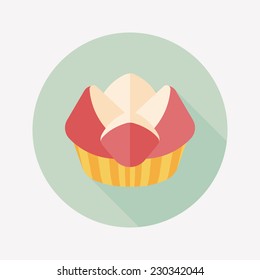 Chinese New Year flat icon with long shadow,eps10 ,Chinese steamed sponge cake means both prosperity and wealth". 
