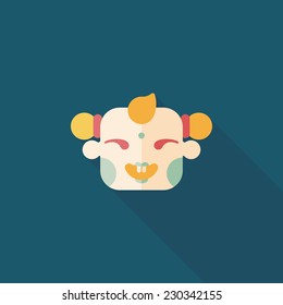 Chinese New Year flat icon with long shadow,eps10, Maitreya doll decoration means "Bless you have wealth, monasticism and popularity."