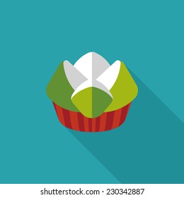 Chinese New Year flat icon with long shadow,eps10 ,Chinese steamed sponge cake means both Ã?Â¢??prosperity and wealth". 