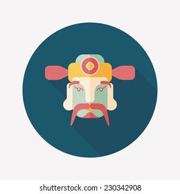 Chinese New Year flat icon with long shadow,eps10, God of wealth