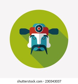 Chinese New Year flat icon with long shadow,eps10, God of wealth