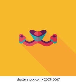 Chinese New Year flat icon with long shadow,eps10, Gold ingot means " wish good luck and fortune come."