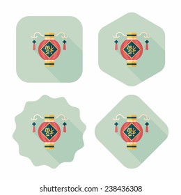 Chinese New Year flat icon with long shadow,eps10, Chinese festival couplets with lantern means " wish good luck and fortune comes."