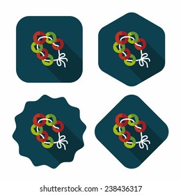 Chinese New Year flat icon with long shadow,eps10, Ancient coins lucky pendant means " wish good luck and fortune comes."
