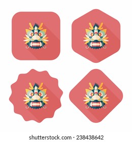 Chinese New Year flat icon with long shadow,eps10,The dragon and lion dancing head