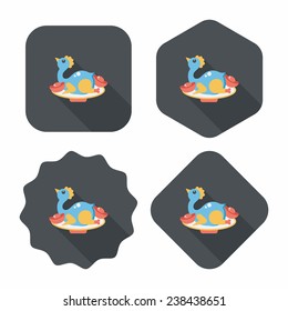 Chinese New Year flat icon with long shadow,eps10, Chinese Chicken Cuisine