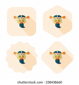 Chinese New Year flat icon with long shadow,eps10, God of wealth