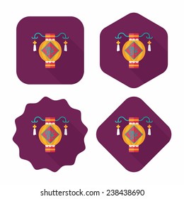 Chinese New Year flat icon with long shadow,eps10, Chinese festival couplets with lantern means " wish good luck and fortune comes."