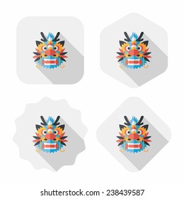 Chinese New Year flat icon with long shadow,eps10,The dragon and lion dancing head
