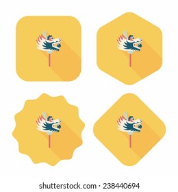 Chinese New Year flat icon with long shadow,eps10,The dragon and lion dancing head