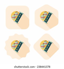 Chinese New Year flat icon with long shadow, eps10, Chinese lucky orange means "Wish you whole year will be lucky and propitious."