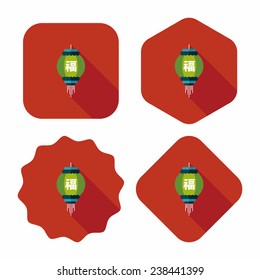 Chinese New Year flat icon with long shadow,eps10, Chinese festival couplets with lantern means " wish good lucks"