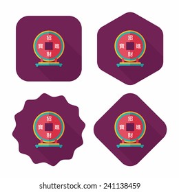 Chinese New Year flat icon with long shadow,eps10, Chinese decoration, Chinese words mean wish you can be wealthy and prosperity.