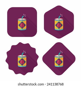 Chinese New Year flat icon, eps10, word Fu, Chinese festival couplets with firecrackers means " wish good luck and Spring comes."