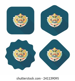 Chinese New Year flat icon with long shadow,eps10,The dragon and lion dancing head
