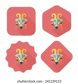 Chinese New Year flat icon with long shadow,eps10, Chinese Zodiac Year of the Goat, 2015