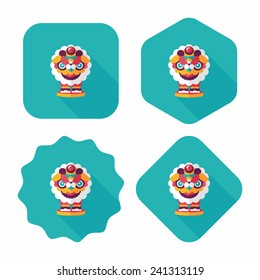 Chinese New Year flat icon with long shadow,eps10,The dragon and lion dancing head