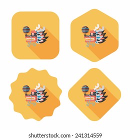 Chinese New Year flat icon with long shadow,eps10,The dragon and lion dancing head