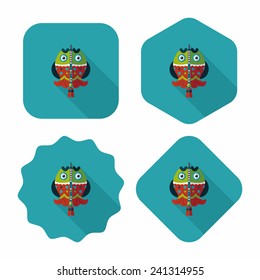 Chinese New Year flat icon with long shadow,eps, Chinese fish lucky pendant means "May you always get more than you wish for." 