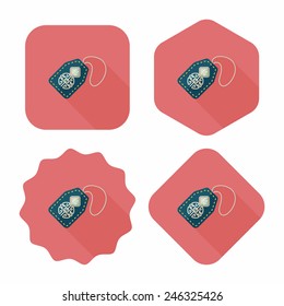Chinese New Year flat icon with long shadow,eps10, lucky Chinese pendant means " wish good luck and fortune comes."