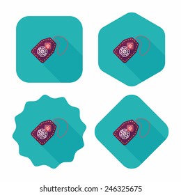 Chinese New Year flat icon with long shadow,eps10, lucky Chinese pendant means " wish good luck and fortune comes."