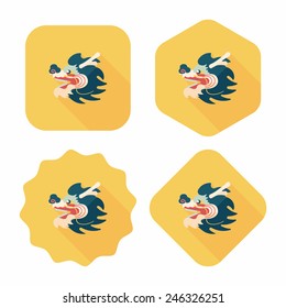 Chinese New Year flat icon with long shadow,eps10,The dragon and lion dancing head