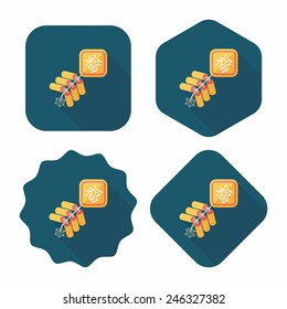 Chinese New Year flat icon, eps10, word Fu, Chinese festival couplets with firecrackers means " wish good luck and fortune comes."