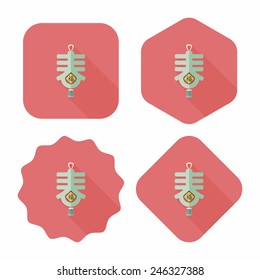 Chinese New Year flat icon with long shadow,eps10, word "Chun", Chinese festival couplets means " wish Spring comes."