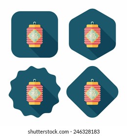 Chinese New Year flat icon with long shadow,eps10, Chinese festival couplets with lantern means " wish good luck and fortune comes."