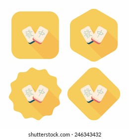 Chinese New Year flat icon icon with long shadow, Chinese mahjong