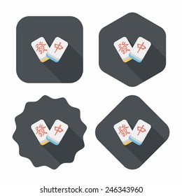 Chinese New Year flat icon icon with long shadow, Chinese mahjong