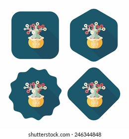Chinese New Year flat icon with long shadow,eps10, Chinese decoration, Chinese words mean wish you can be wealthy and prosperity.