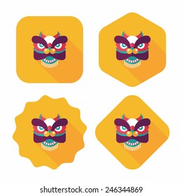 Chinese New Year flat icon with long shadow,eps10,The dragon and lion dancing head