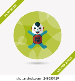 Chinese New Year flat icon with long shadow,eps10, Maitreya doll decoration means "Bless you have wealth, monasticism and popularity."