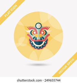 Chinese New Year flat icon with long shadow,eps10,The dragon and lion dancing head