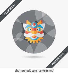 Chinese New Year flat icon with long shadow,eps10,The dragon and lion dancing head