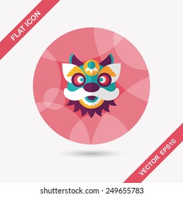 Chinese New Year flat icon with long shadow,eps10,The dragon and lion dancing head