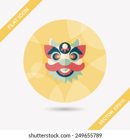 Chinese New Year flat icon with long shadow,eps10,The dragon and lion dancing head
