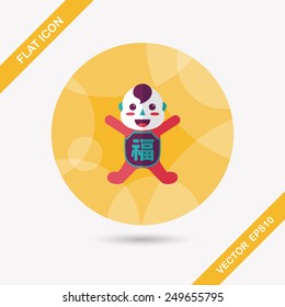 Chinese New Year flat icon with long shadow,eps10, Maitreya doll decoration means "Bless you have wealth, monasticism and popularity."