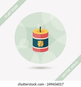Chinese New Year flat icon, eps10, Chinese festival couplets with firecrackers means " wish the arrival of spring."
