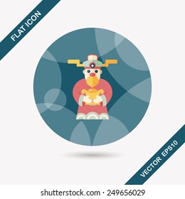 Chinese New Year flat icon with long shadow,eps10, God of wealth