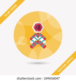 Chinese New Year flat icon, eps10, Chinese festival couplets with firecrackers means " wish good luck."