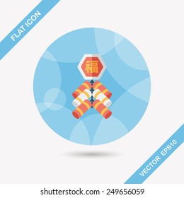 Chinese New Year flat icon, eps10, Chinese festival couplets with firecrackers means " wish good luck."