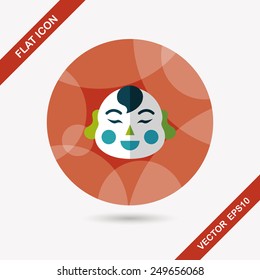 Chinese New Year flat icon with long shadow,eps10, Maitreya doll decoration means "Bless you have wealth, monasticism and popularity."