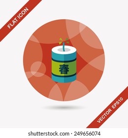 Chinese New Year flat icon, eps10, Chinese festival couplets with firecrackers means " wish the arrival of spring."