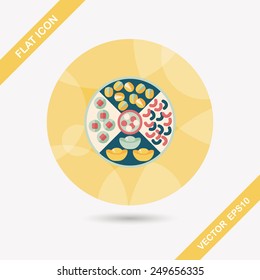 Chinese New Year flat icon ,eps10, Chinese desserts plate include nuts, candies and cookies.