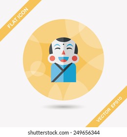 Chinese New Year flat icon with long shadow,eps10, Maitreya doll decoration means "Bless you have wealth, monasticism and popularity."
