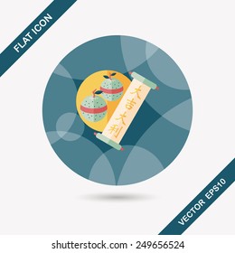 Chinese New Year flat icon with long shadow,eps10, Chinese lucky orange means "Wish you whole year will be lucky and propitious."